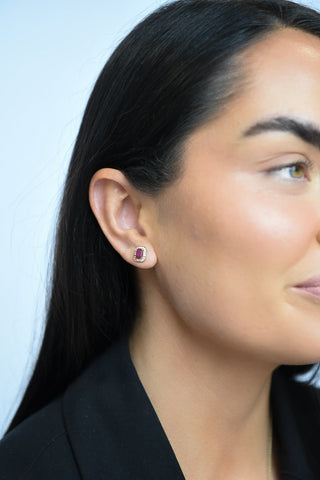 9ct Yellow Gold Earth Grown Ruby, White Sapphire & Diamond Pendant & Earring Bundle