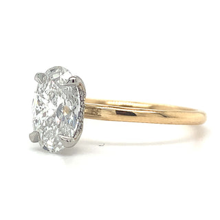 Joy - 18ct Yellow Gold 1.62ct Lab Grown Oval Solitaire with Hidden Halo