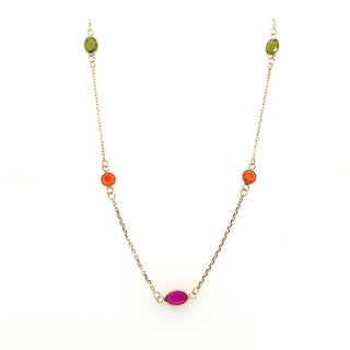9ct Yellow Gold Multi Colour Gemstone Necklace