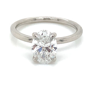 Valeria - Platinum 1.65ct Laboratory Grown Oval Solitaire with Hidden Halo