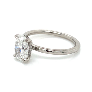 Valeria - Platinum 1.63ct Laboratory Grown Oval Solitaire with Hidden Halo