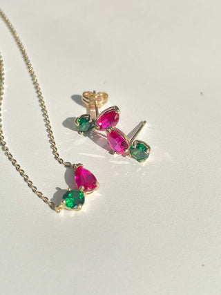 9ct Yellow Gold Toi Et Moi Ruby And Emerald Pendant