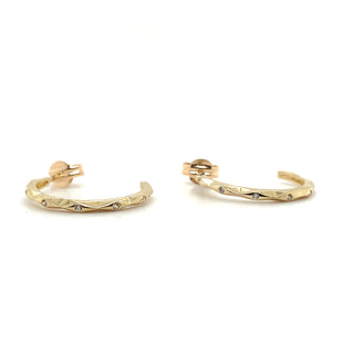 9ct Yellow Gold Hoop Earrings With Scattered Cz
