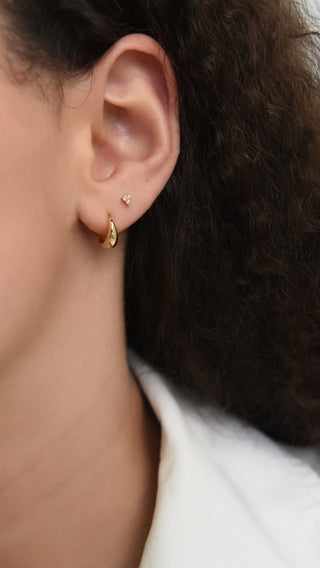 Golden Petite Three Stone Cz Earrings