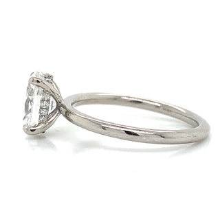 Valeria - Platinum 1.65ct Lab Grown Oval Solitaire with Hidden Halo