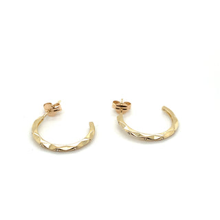 9ct Yellow Gold Hoop Earrings With Scattered Cz