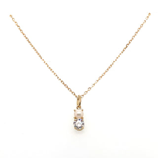 9ct Yellow Gold Pearl And Cz Pendant