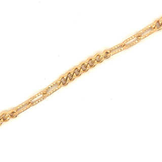 Diamond Cut Paper Link & Curb Golden Bracelet