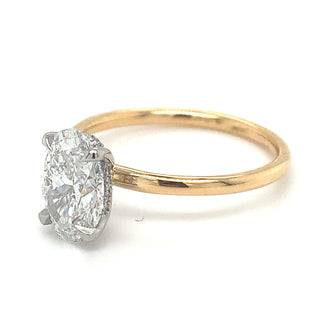 Joy - 18ct Yellow Gold 1.63ct Lab Grown Oval Solitaire with Hidden Halo
