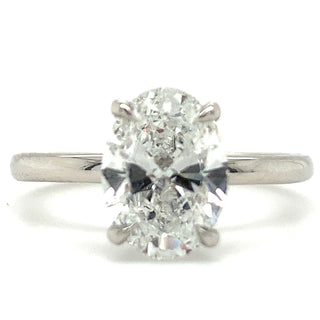 Valeria - Platinum 1.84ct Lab Grown Oval Solitaire with Hidden Halo