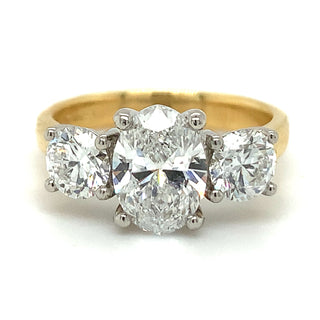 Georgina - 18ct Yellow Gold 2.36ct Lab Grown Oval Diamond Ring with Side Stones