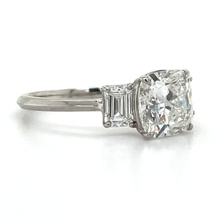 Ellisa - Platinum 2.70ct Cushion & Emerald Cut Trilogy Laboratory Grown Diamond Engagement Ring