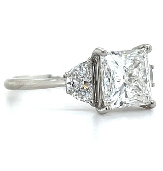 Serena - Platinum 3.06ct Princess Cut Laboratory Grown Diamond Ring with Side Stones