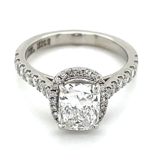 Brooke - Platinum 2.06ct Elongated Cushion Halo Laboratory Grown Diamond Engagement Ring With Diamond Set Band