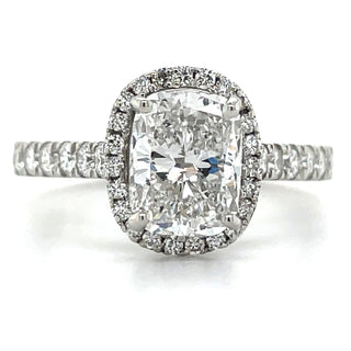 Brooke - Platinum 2.06ct Elongated Cushion Halo Laboratory Grown Diamond Engagement Ring With Diamond Set Band