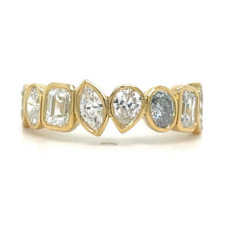 18ct Yellow Gold Laboratory Grown 1.34ct Bezel Set Oval, Pear And Emerald Cut Diamond Ring