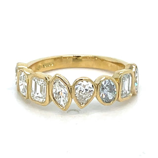 18ct Yellow Gold Laboratory Grown 1.34ct Bezel Set Oval, Pear And Emerald Cut Diamond Ring