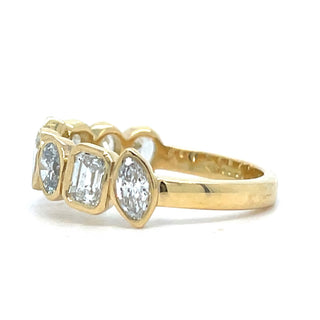 18ct Yellow Gold Laboratory Grown 1.34ct Bezel Set Oval, Pear And Emerald Cut Diamond Ring