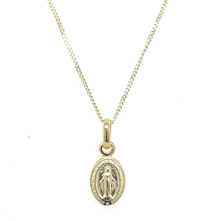 9ct Yellow Gold Petite Oval Reversible Miraculous Medal Pendant