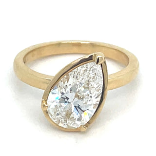 Kianna - 18ct Yellow Gold Laboratory Grown 2.06ct Sideways Pear Cut Solitaire Diamond Ring