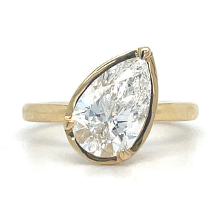 Kianna - 18ct Yellow Gold Laboratory Grown 2.06ct Sideways Pear Cut Solitaire Diamond Ring