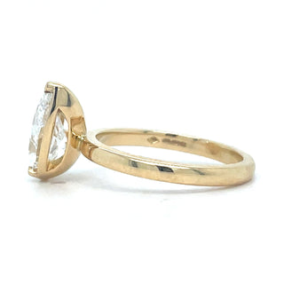Kianna - 18ct Yellow Gold Laboratory Grown 2.06ct Sideways Pear Cut Solitaire Diamond Ring