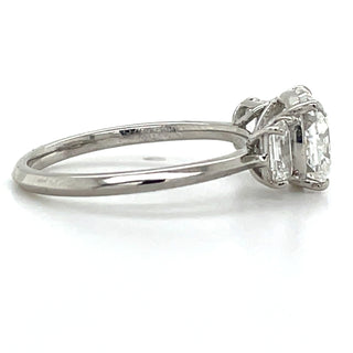 Ellisa - Platinum 2.70ct Cushion & Emerald Cut Trilogy Laboratory Grown Diamond Engagement Ring