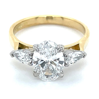 Daniela - 18ct Yellow Gold Laboratory Grown 2.18ct Pear And Oval Three Stone Diamond Ring