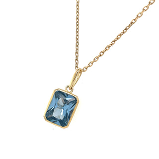 9ct Yellow Gold Aqua Marine Cz Pendant