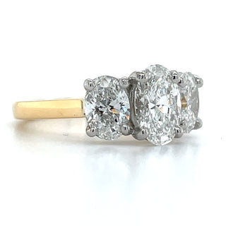Angelina - 18ct Yellow Gold Laboratory Grown Oval Three stone 2.77ct Diamond Ring