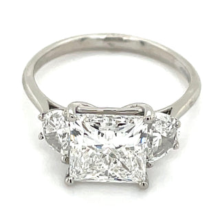 Serena - Platinum 3.06ct Princess Cut Laboratory Grown Diamond Ring with Side Stones