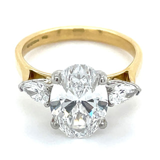 Daniela - 18ct Yellow Gold Laboratory Grown 2.99ct Pear And Oval Three Stone Diamond Ring