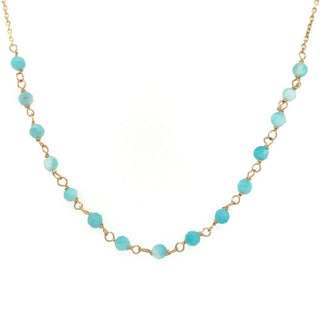 9ct Yellow Gold Beaded Amazonite Necklace