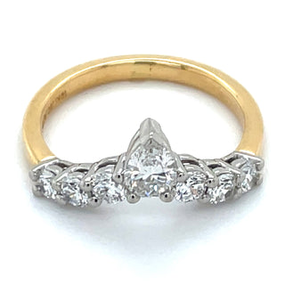 18ct Yellow Gold 0.78ct Laboratory Grown Diamond Round & Pear Crown Ring