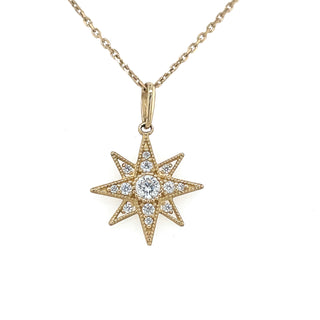 9ct Yellow Gold 8 Pointed Star Necklace