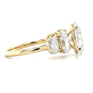 Riona - 14ct Yellow Gold 3.57ct Laboratory Grown Tapered Oval Five Stone Diamond Ring