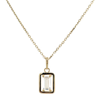 9ct Yellow Gold Emerald Cut Cz Necklace