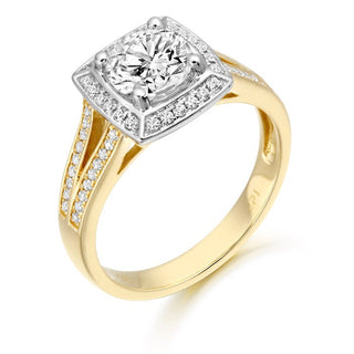 9ct Yellow Gold Cz Halo Ring With Micro Pave Setting