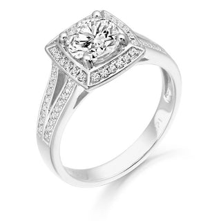 9ct White Gold Cz Halo Ring With Micro Pave Setting