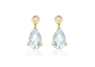 Aquamarine & Diamond  Pear Drop Earring
