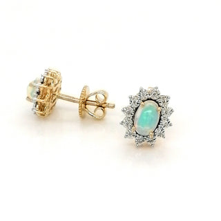 Opal and Diamond Gold Earrings