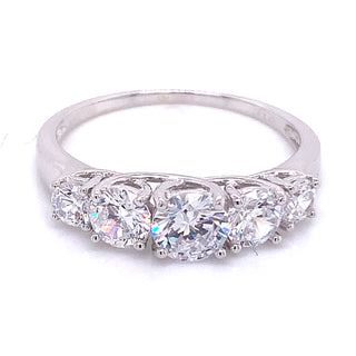 Sterling Silver 5 Stone Cz Ring