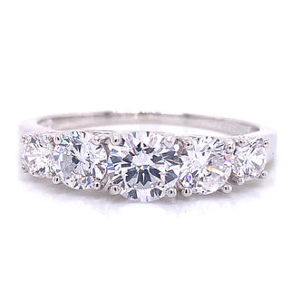 Sterling Silver 5 Stone Cz Ring