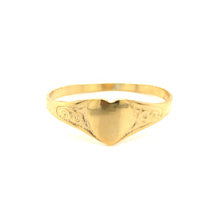 9ct Yellow Gold Petite Heart Signet Pinky Ring