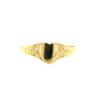 9ct Yellow Gold Petite Heart Signet Pinky Ring