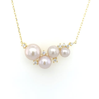 Golden Scattered Pearl & CZ Necklace