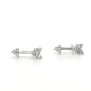 Sterling Silver CZ Set Arrow Stud