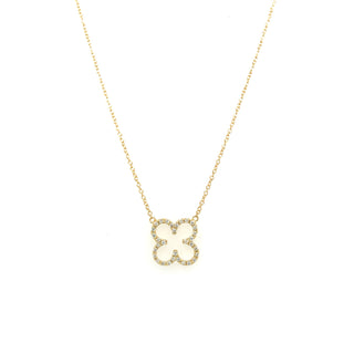 18ct Yellow Gold Earth Grown Diamond Set Open Clover Necklace