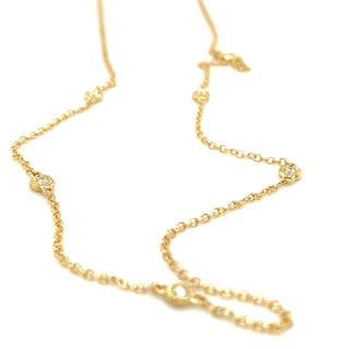 18ct Yellow Gold Necklace with Spaced Bezel Set Earth Grown Diamonds