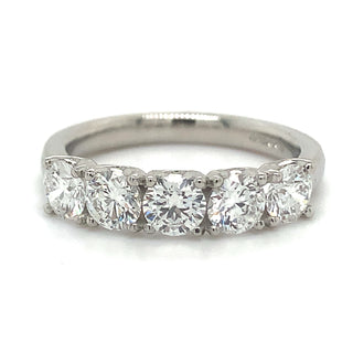 Platinum 1.30ct Laboratory Grown 5 Stone Diamond Eternity Ring